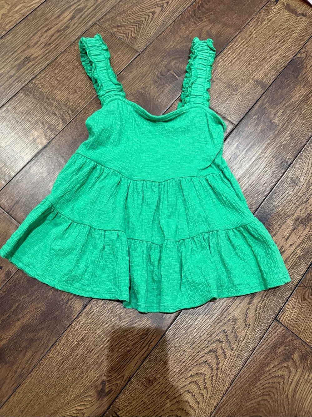 Altar'd State Stretch Green Ruffled Tiered Tank Top XS